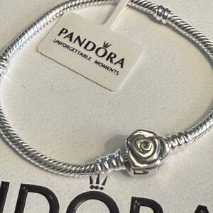 Authentic Pandora, SIZE 23CM, Silver Rose Clasp Chain Bracelet
